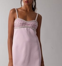 Satin Embellished Bust Mini Dress