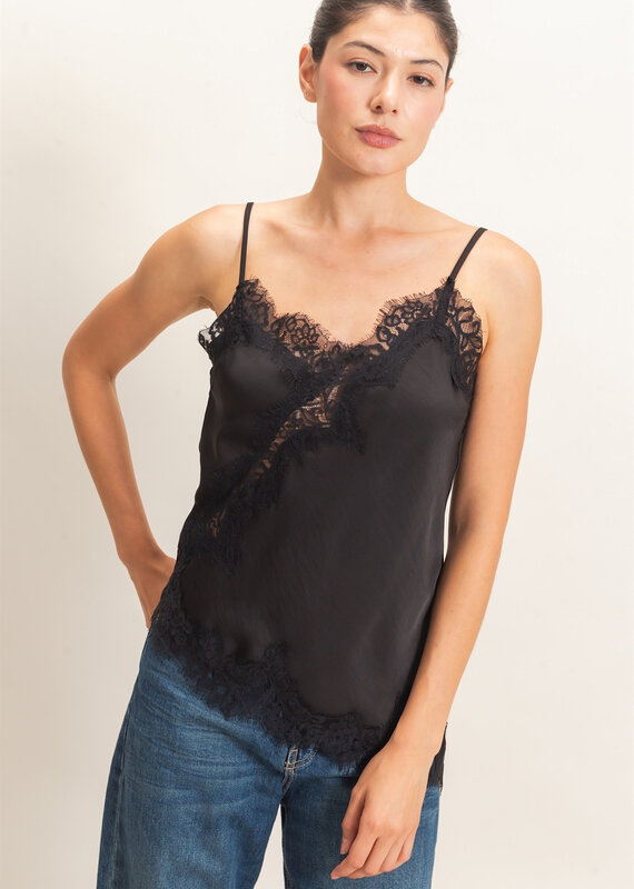 Bresler Satin Lace Asymmetrical Cami Top