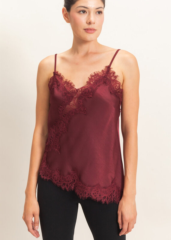 Bresler Satin Lace Asymmetrical Cami Top