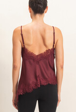Bresler Satin Lace Asymmetrical Cami Top