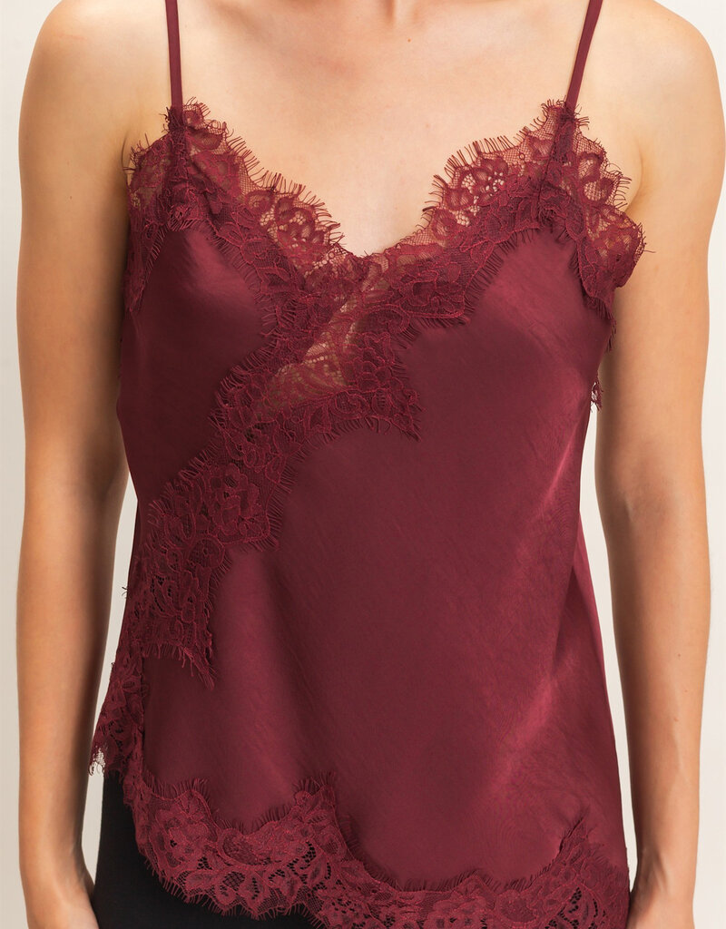 Bresler Satin Lace Asymmetrical Cami Top