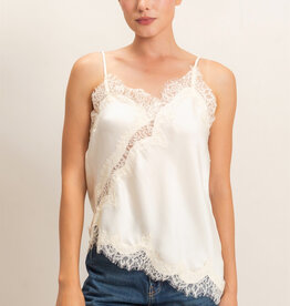 Bresler Satin Lace Asymmetrical Cami Top