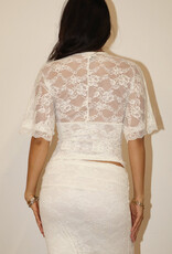 Danielle Scalloped Lace V Neck Top