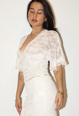 Danielle Scalloped Lace V Neck Top