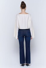 Satin Wide Kimono Sleeve Cropped Top