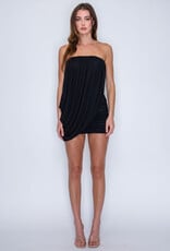Strapless Side Drape Mesh Mini Dress