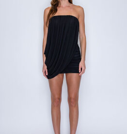 Strapless Side Drape Mesh Mini Dress