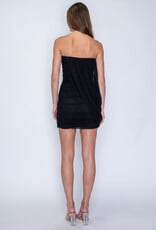 Strapless Side Drape Mesh Mini Dress