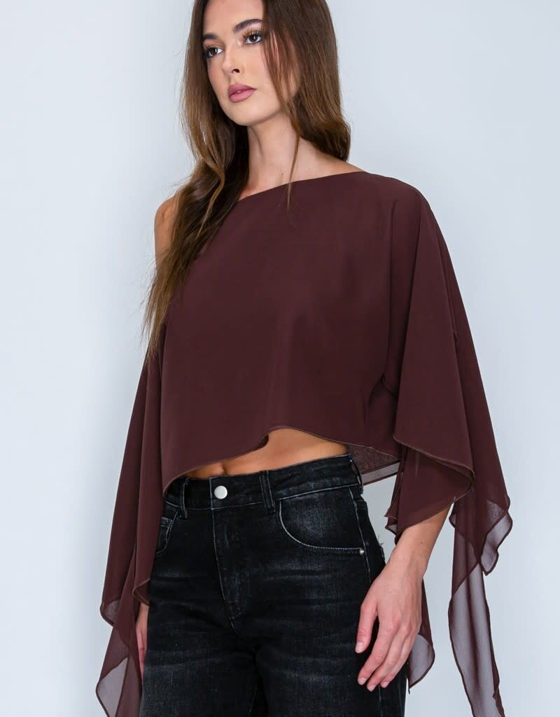 Shea Sheer One Shoulder Drape Crop Top
