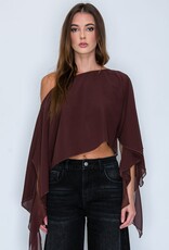 Shea Sheer One Shoulder Drape Crop Top