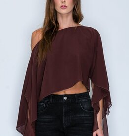 Shea Sheer One Shoulder Drape Crop Top