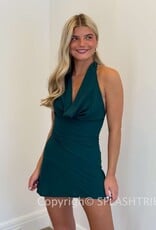 Lucy In The Sky Cowl Neck Halter Mini Dress