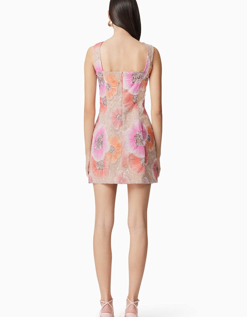 Elliatt Brittany Beaded Floral Mesh Mini Dress