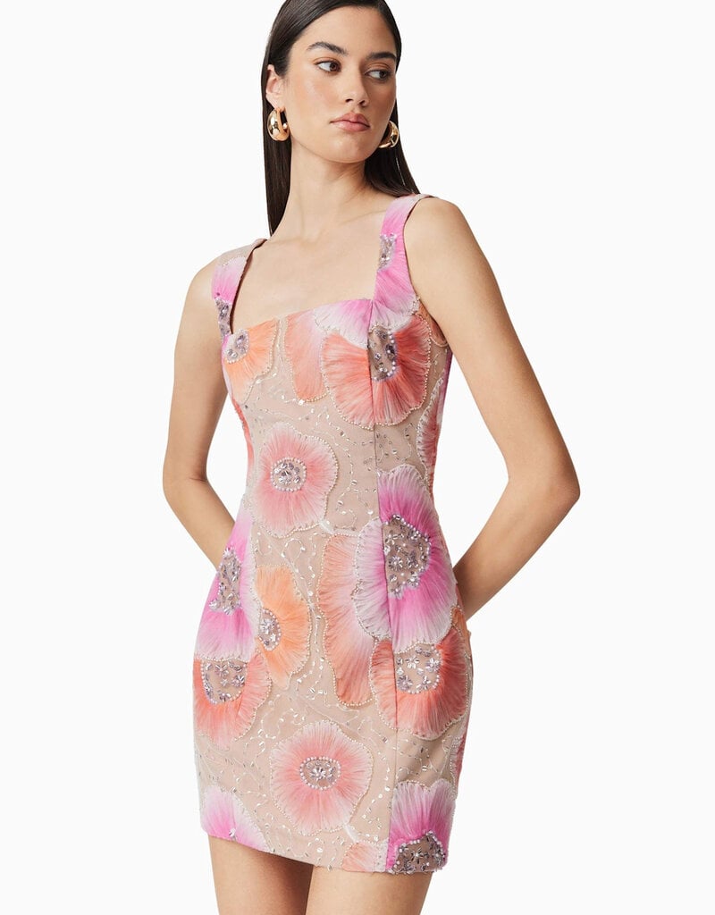 Elliatt Brittany Beaded Floral Mesh Mini Dress