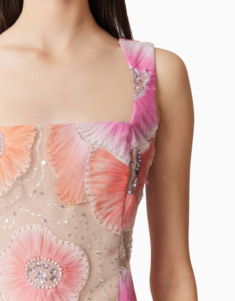 Elliatt Brittany Beaded Floral Mesh Mini Dress