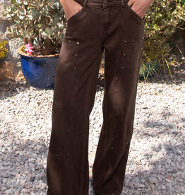 Denim Twill Mid Rise Studded Carpenter Pants