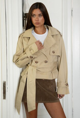 Cropped Classic Long Sleeve Trench Jacket