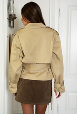 Cropped Classic Long Sleeve Trench Jacket