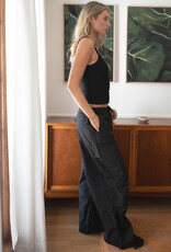 Drawstring Waist Crinkled Nylon Parachute Cargo Pants