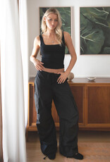 Drawstring Waist Crinkled Nylon Parachute Cargo Pants
