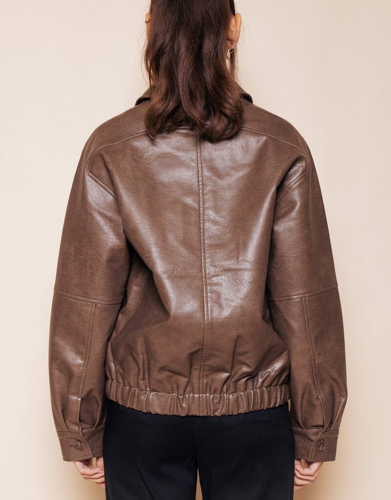 Vivian Oversized Faux Leather Bomber Jacket