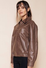 Vivian Oversized Faux Leather Bomber Jacket