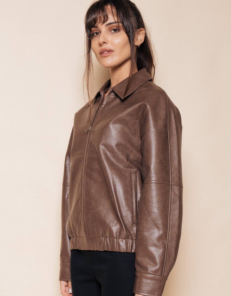 Vivian Oversized Faux Leather Bomber Jacket