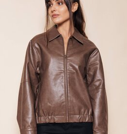Vivian Oversized Faux Leather Bomber Jacket
