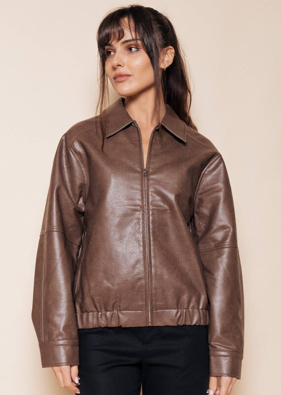 Vivian Oversized Faux Leather Bomber Jacket