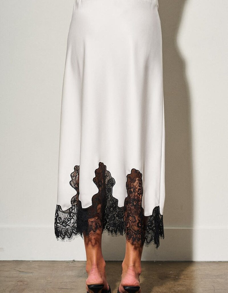 Kiara Lace Trim Midi Slip Skirt