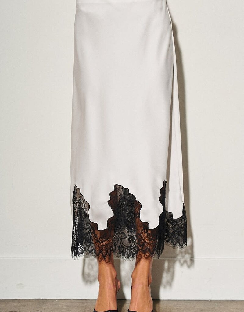 Kiara Lace Trim Midi Slip Skirt