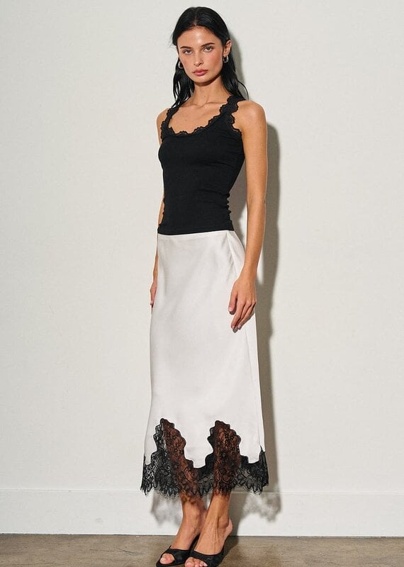 Kiara Lace Trim Midi Slip Skirt