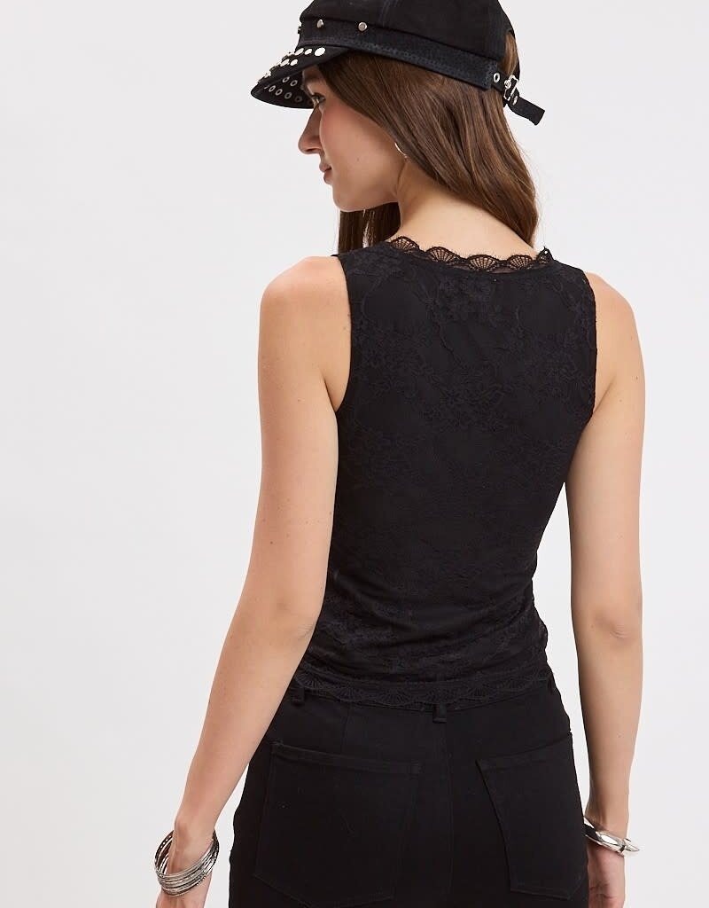Kiera Floral Embossed Lace V Neck Tank Top