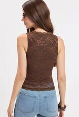 Kiera Floral Embossed Lace V Neck Tank Top