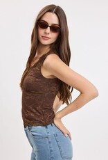 Kiera Floral Embossed Lace V Neck Tank Top
