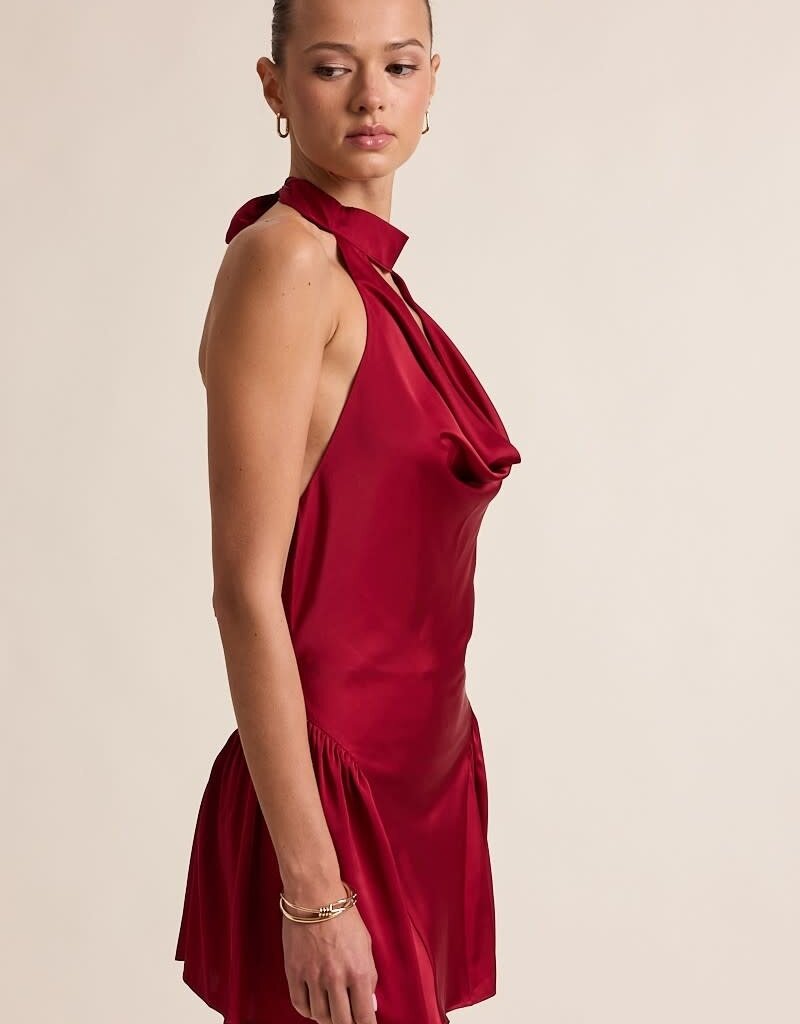 Melissa Satin Choker Cowl Neck Mini Dress