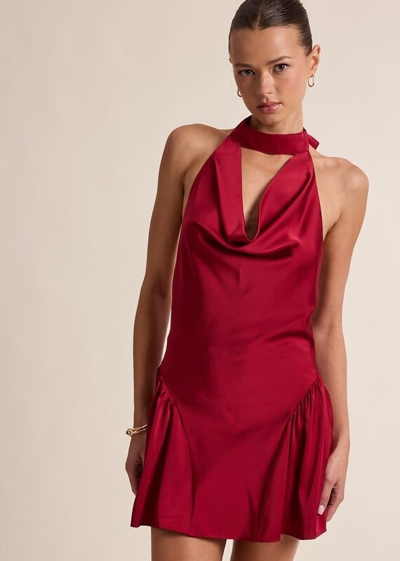 Melissa Satin Choker Cowl Neck Mini Dress