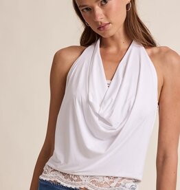 Alaina Layered Lace Halter Cowl Neck Top