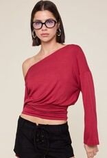 One Shoulder Fit Waist Long Sleeve Top