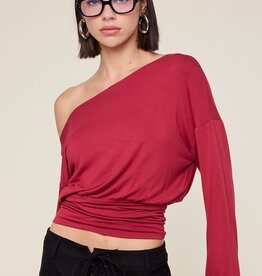 One Shoulder Fit Waist Long Sleeve Top