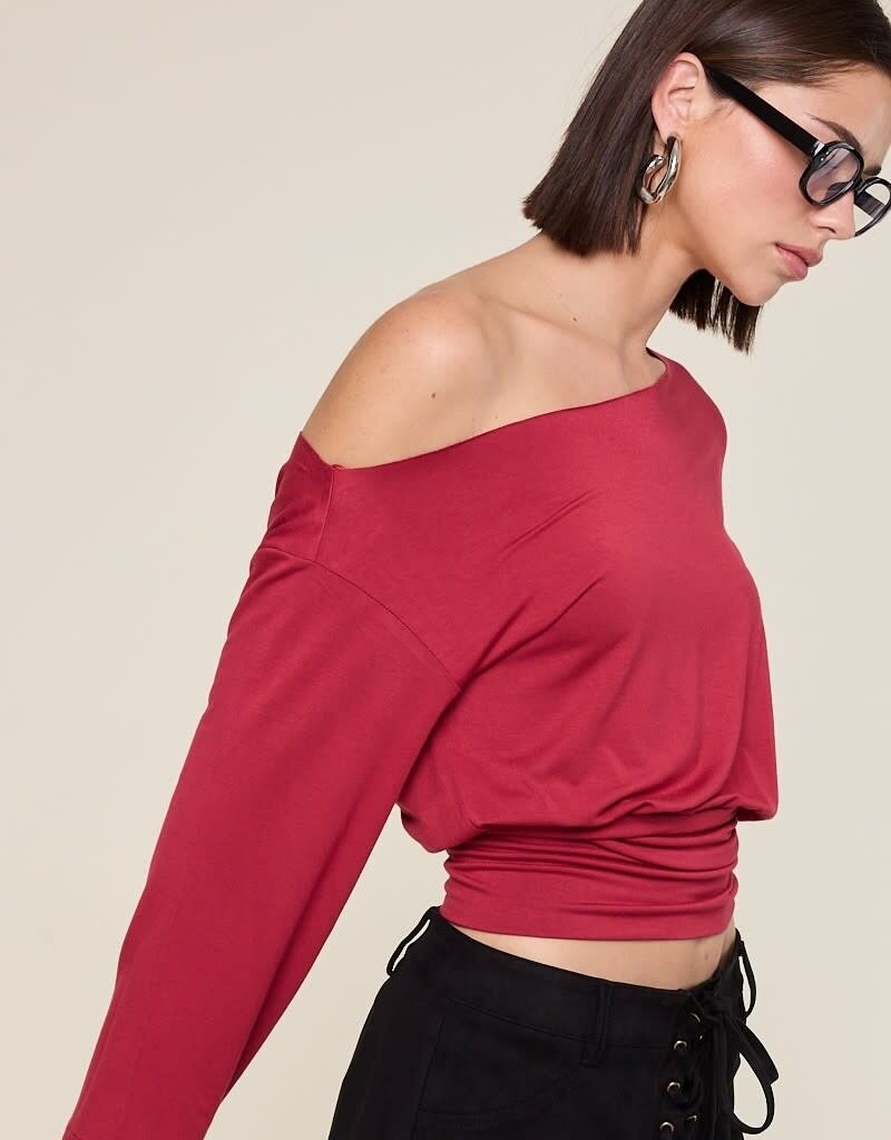 One Shoulder Fit Waist Long Sleeve Top