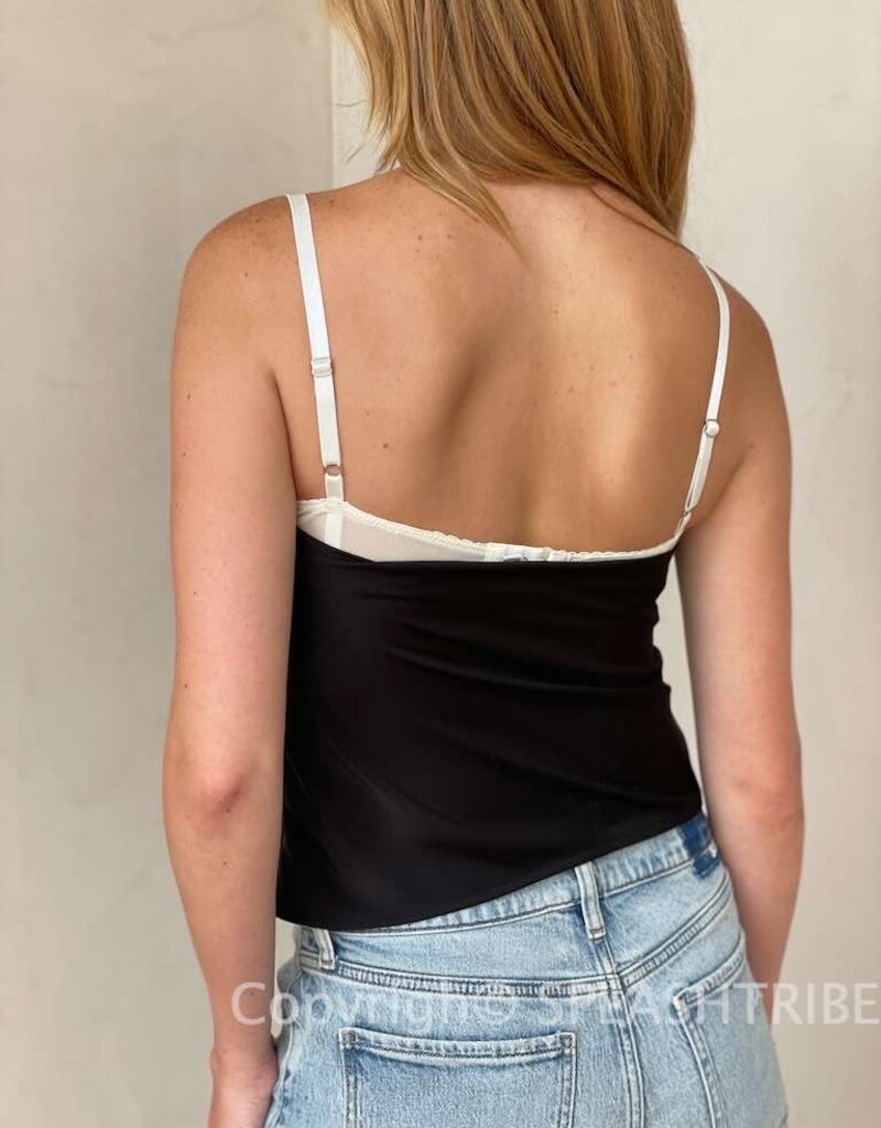 Satin Peekaboo Lace Cami Top