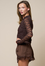 Jade Lace Keyhole Neck Long Sleeve Top