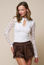 Jade Lace Keyhole Neck Long Sleeve Top