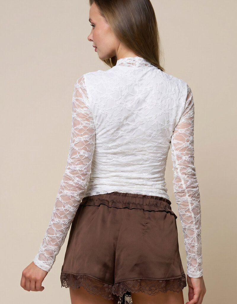 Jade Lace Keyhole Neck Long Sleeve Top