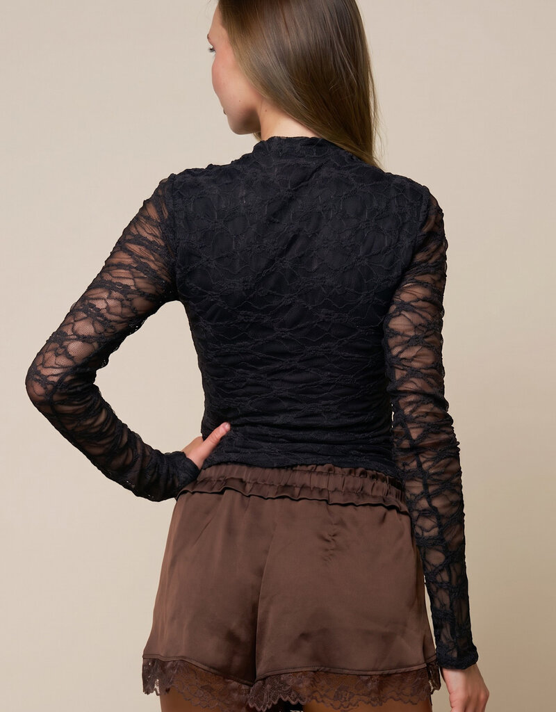 Jade Lace Keyhole Neck Long Sleeve Top