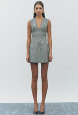 Maude Club Violette Beaded Houndstooth Drop Neck Mini Dress