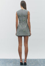 Maude Club Violette Beaded Houndstooth Drop Neck Mini Dress