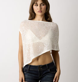 Sequin Sheer Knit Poncho Top