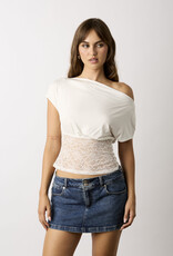 Kayla Fitted Lace Waist Off Shoulder Top